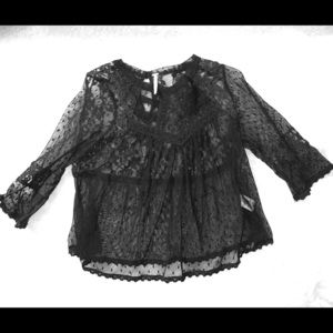 Free People Cropped Lace Peasant Top